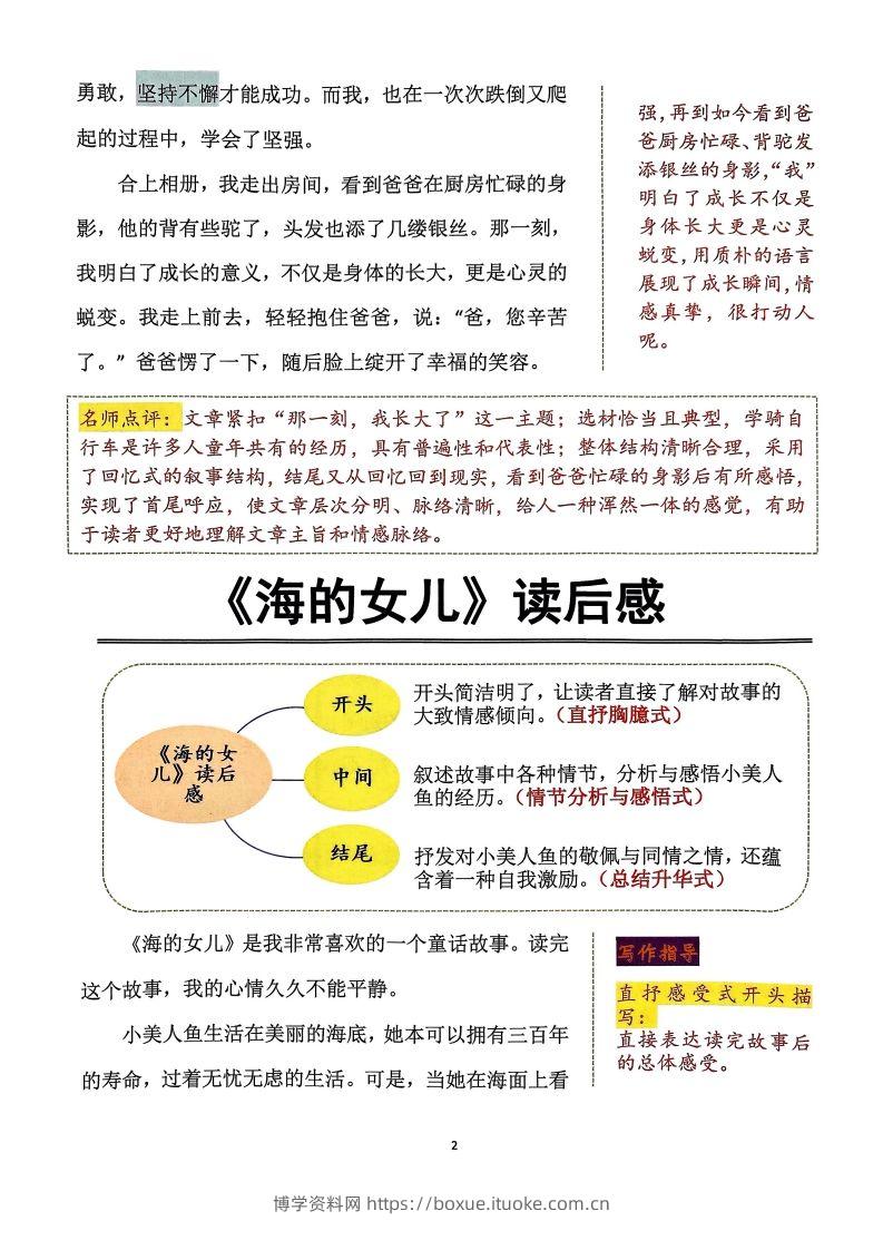 图片[2]-25年五年级下册语文同步单元习作范文-博学资料网