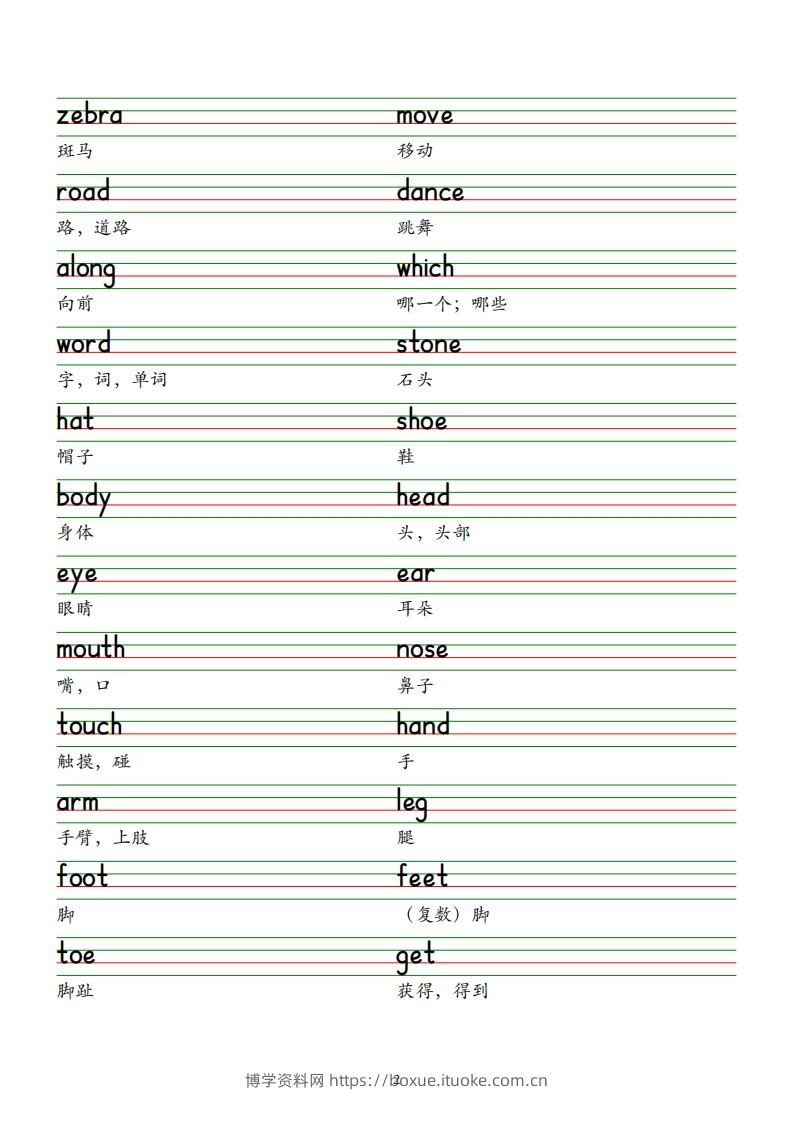 图片[2]-2025春新版三下外研版英语单词木棍体字帖-Unit1-6-博学资料网