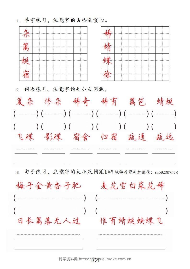 图片[2]-【字帖卷面书写练习31页】四下语文-博学资料网