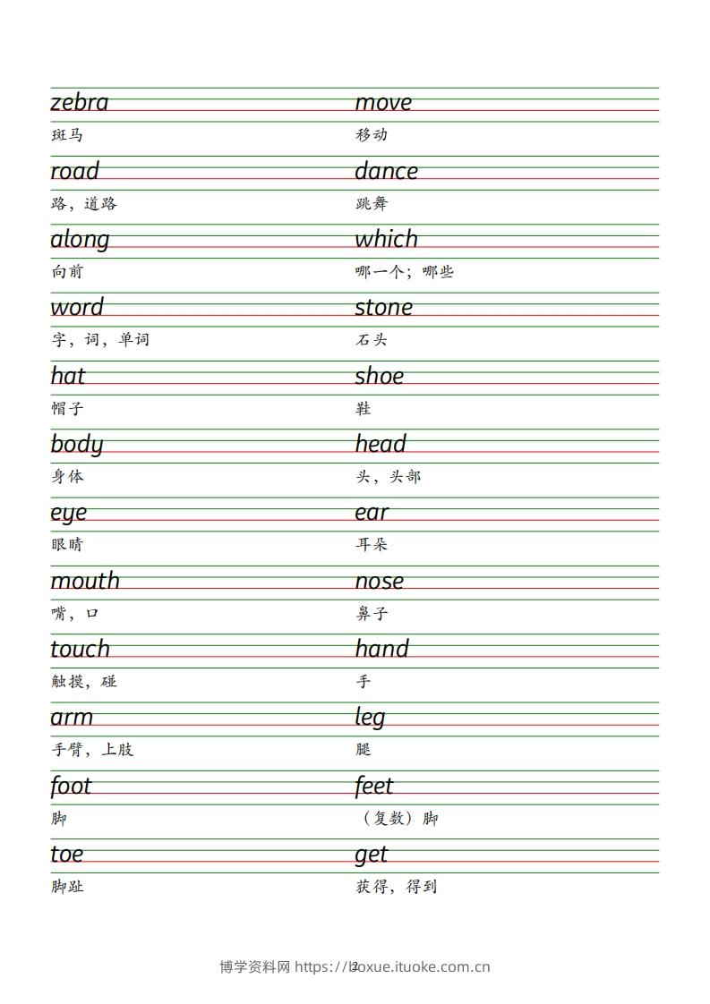 图片[2]-2025春新版三下外研版英语单词衡水体字帖-Unit1-6-博学资料网