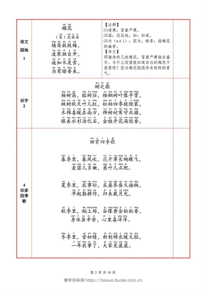 图片[2]-二上语文必背内容默写表-博学资料网