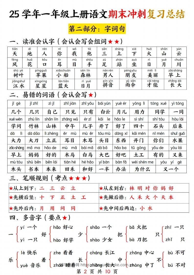 图片[2]-25学年一上语文期末冲刺复习总结-博学资料网