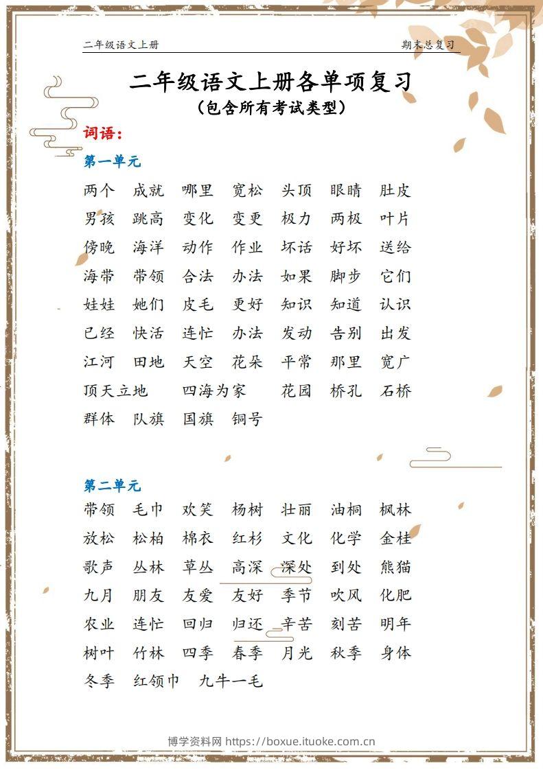【总复习】二上语文(1)-博学资料网