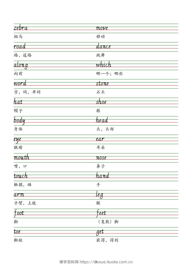 图片[2]-2025春新版三下外研版英语单词意大利斜体字帖-Unit1-6-博学资料网