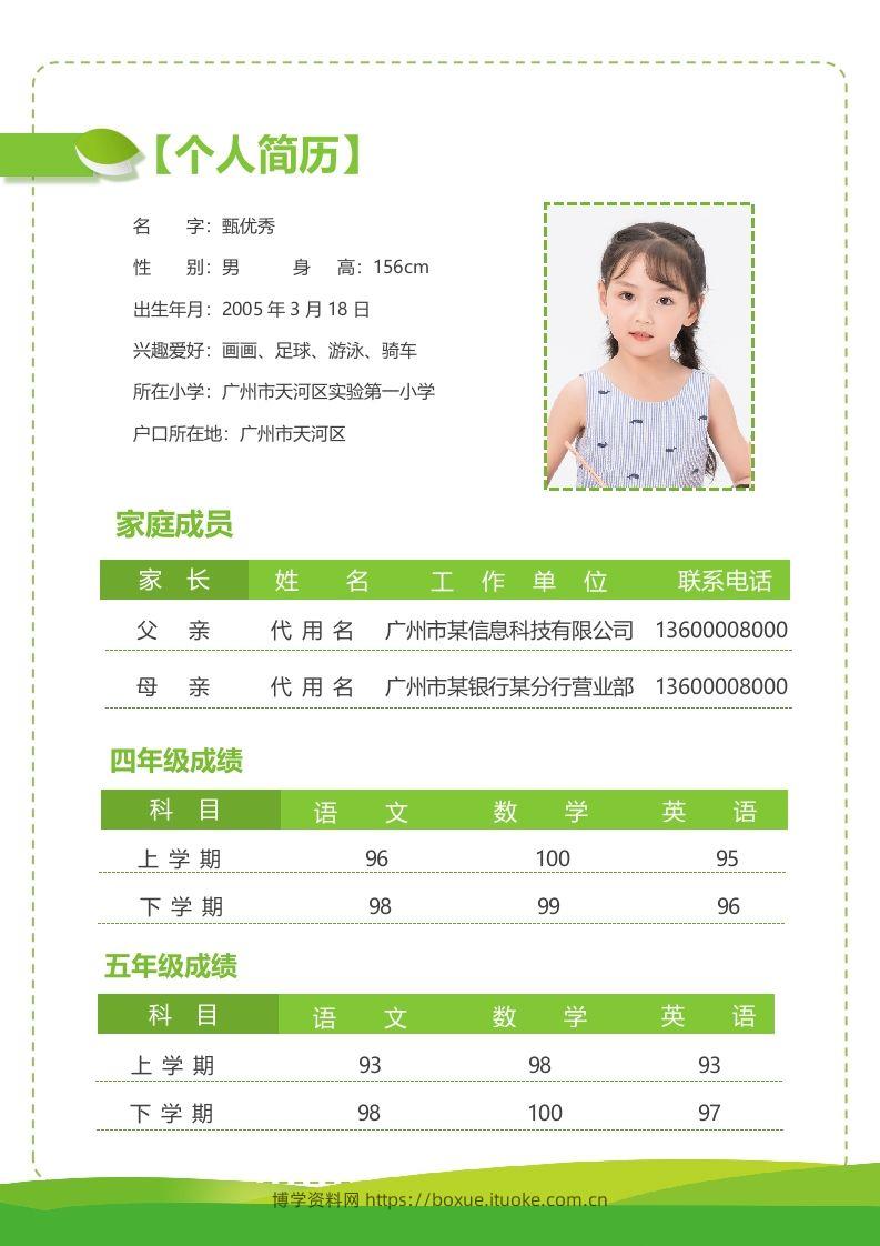 图片[2]-精选-小升初简历32-博学资料网