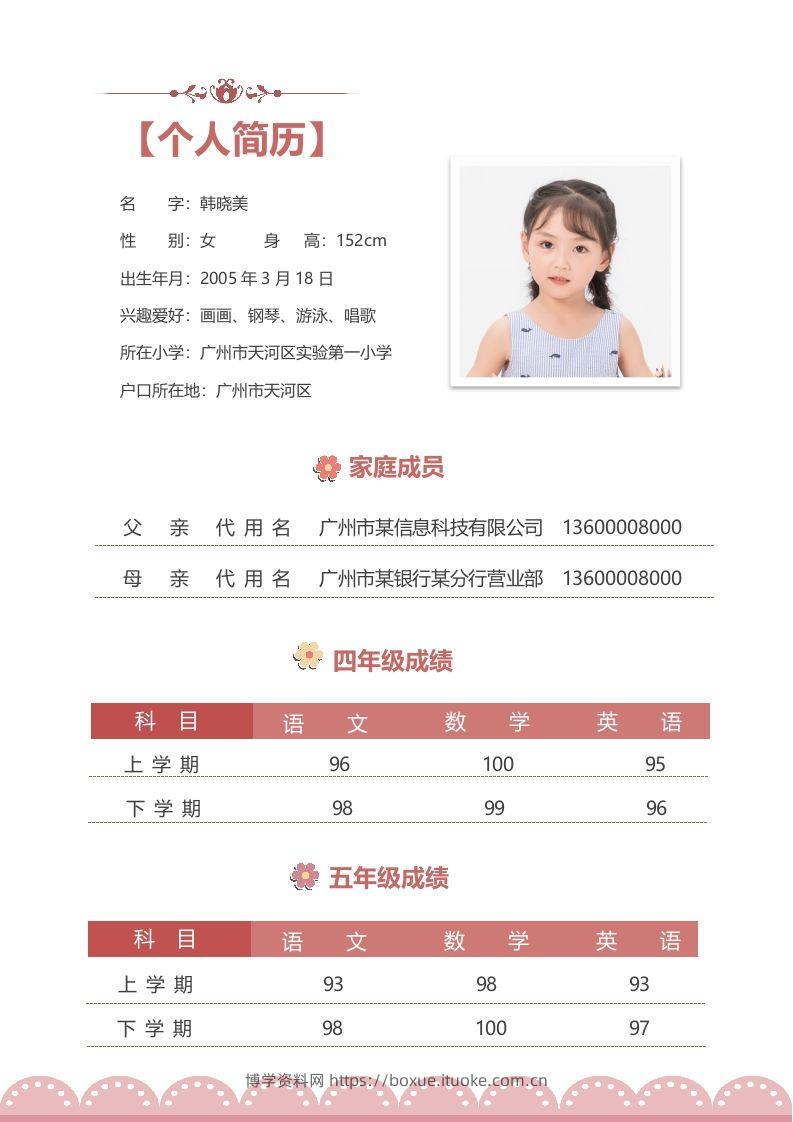 图片[2]-精选-小升初简历37-博学资料网