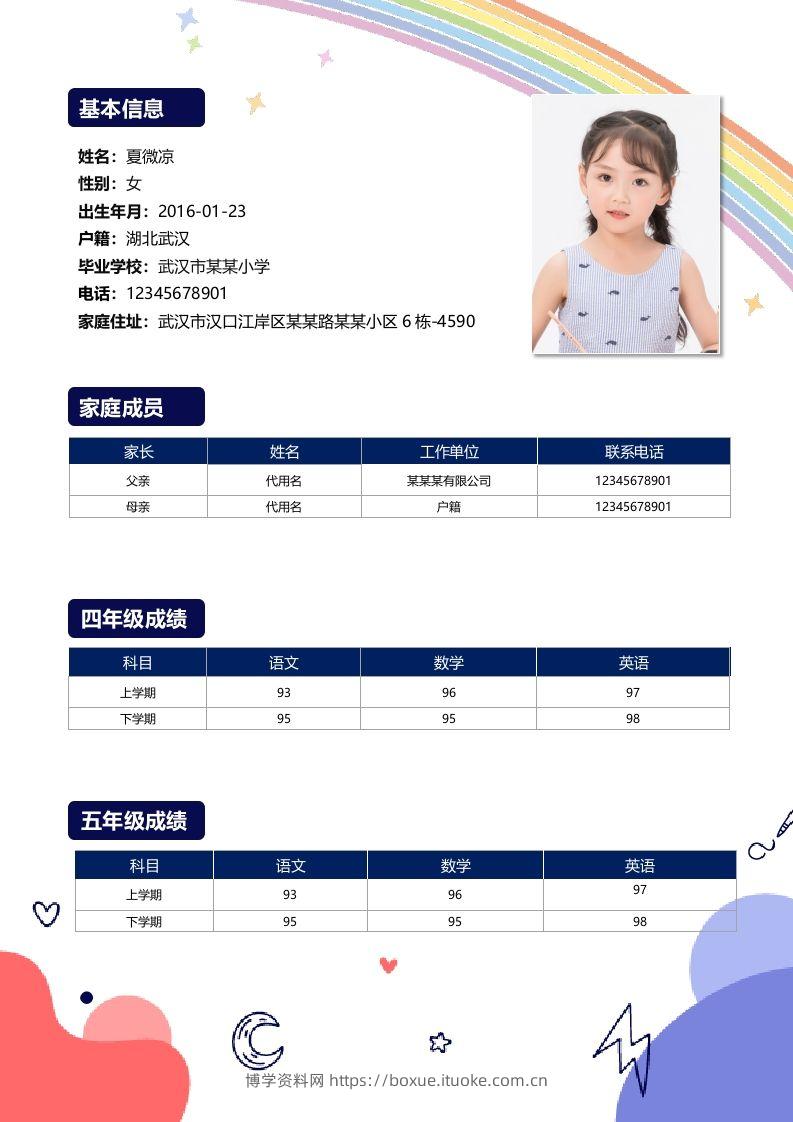 图片[2]-精选-小升初简历42-博学资料网