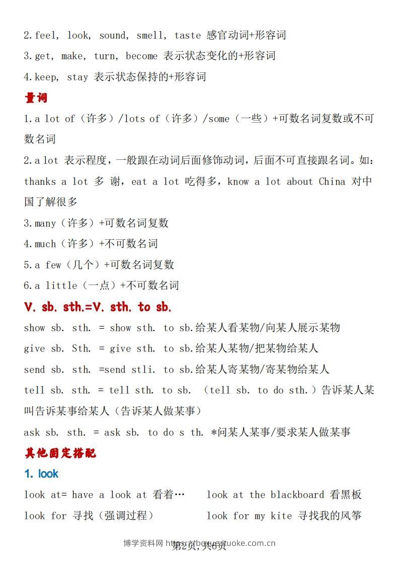 图片[2]-小升初英语常用固定搭配总结-博学资料网