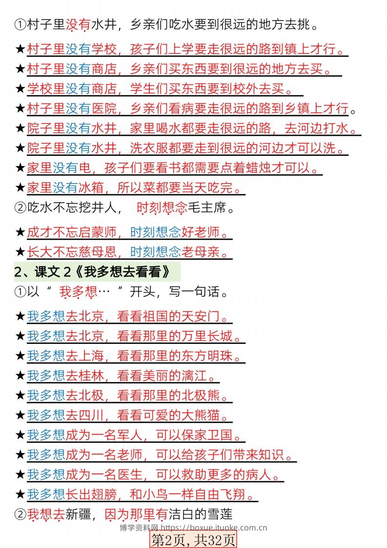 图片[2]-【句子专项】新版一年级语文下册常考必备句子专项(1)-博学资料网
