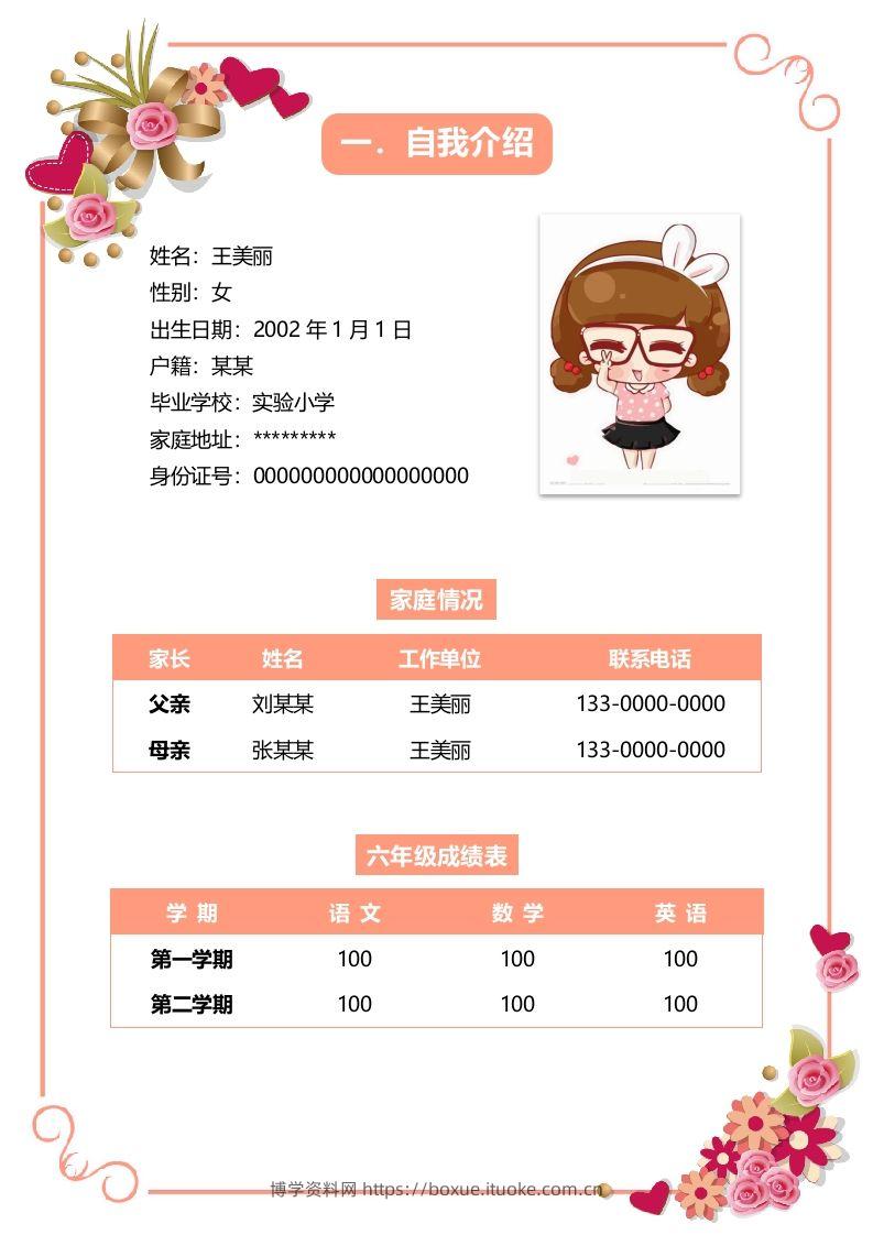 图片[2]-多页-小升初简历28-博学资料网