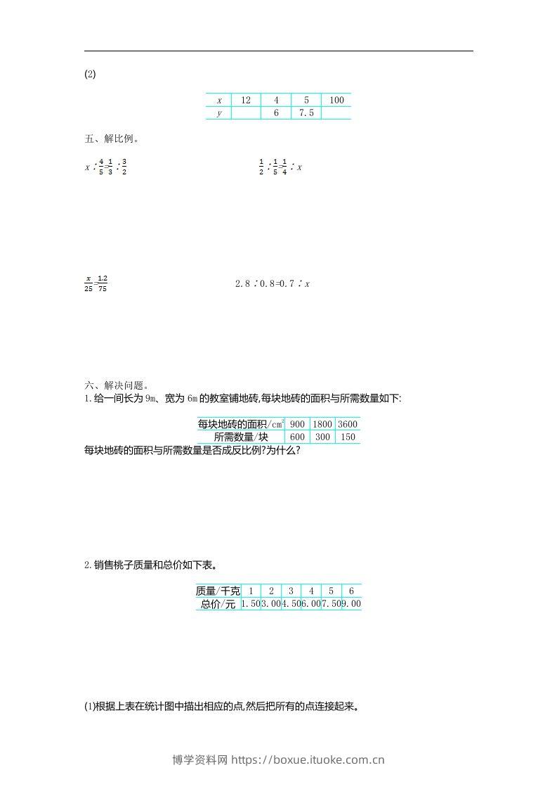 图片[2]-六下苏教版数学第六单元测试卷-1-博学资料网