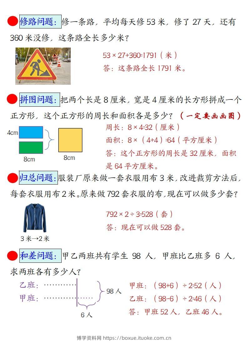 图片[2]-三年级下册数学易错思维应用题专项(答案)-博学资料网