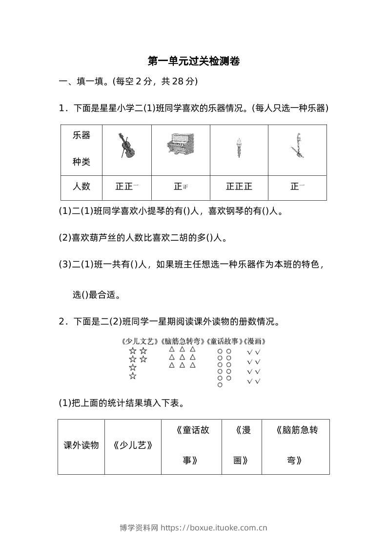 二下数学人教第一单元过关检测卷-博学资料网