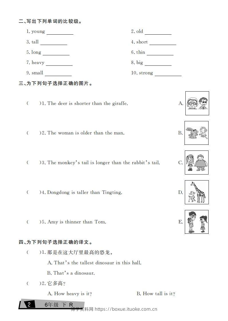 图片[2]-六下英语复习《考点全练》人教PEP版-博学资料网