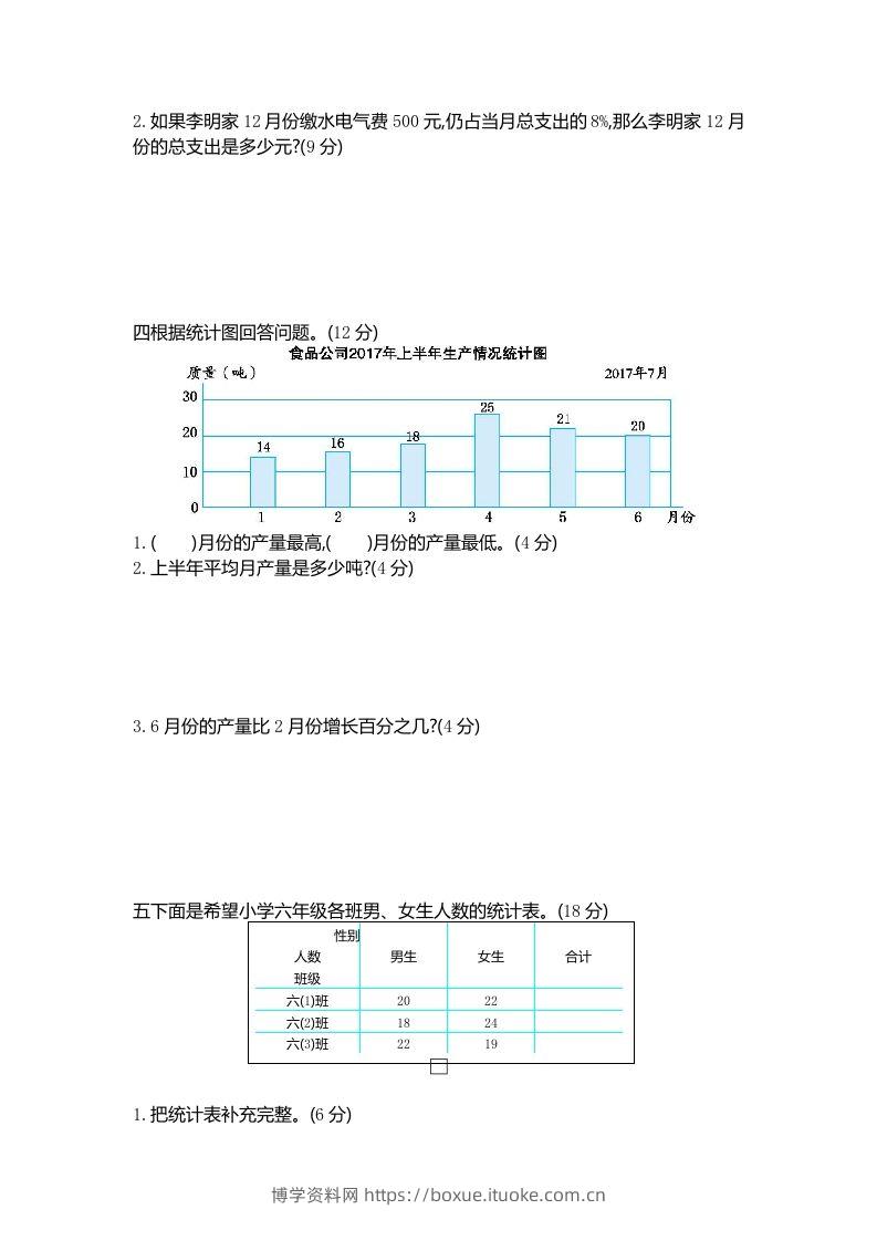 图片[2]-五下（54制）青岛版数学第七单元检测-2-博学资料网