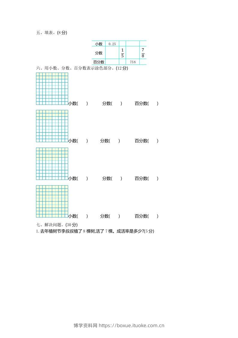图片[2]-五下（54制）青岛版数学第二单元检测-1-博学资料网