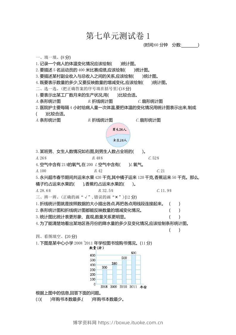 五下（54制）青岛版数学第七单元检测-1-博学资料网