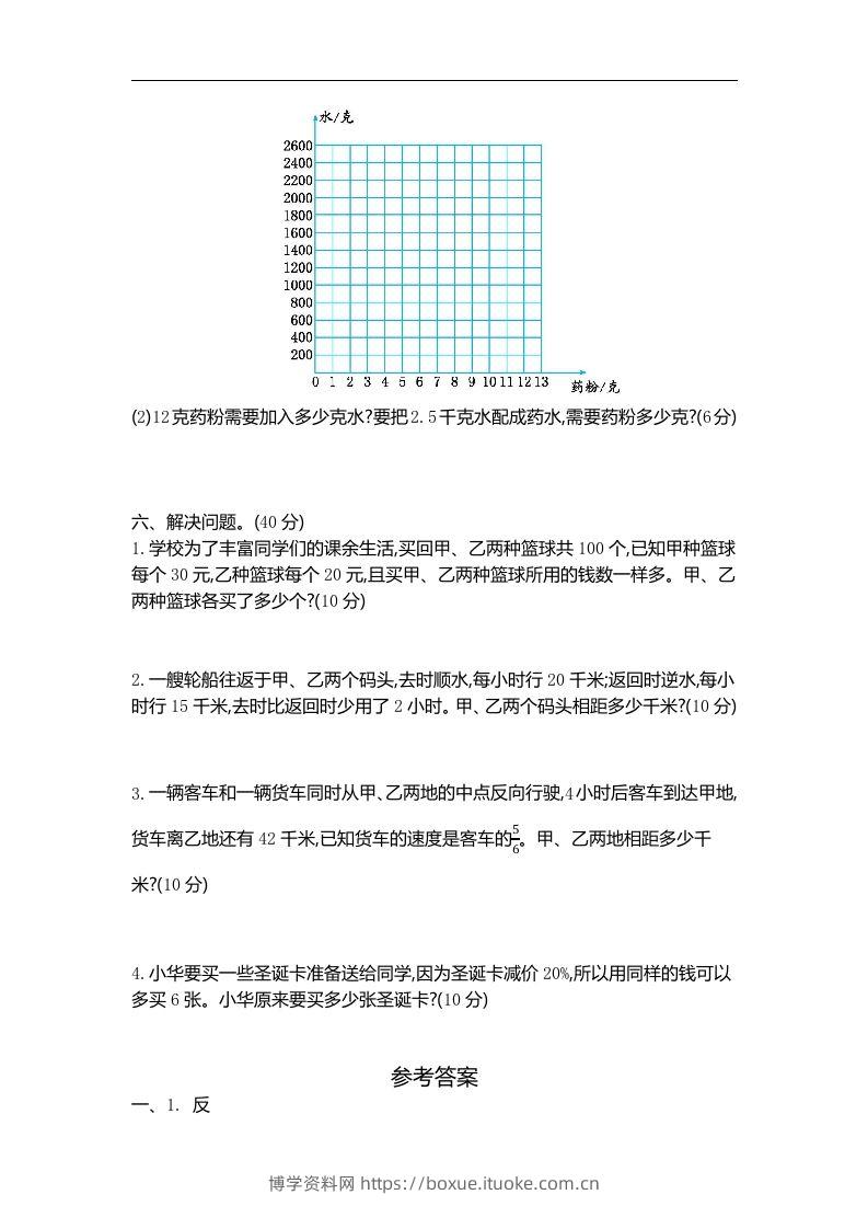 图片[2]-六下苏教版数学第六单元测试卷-2-博学资料网