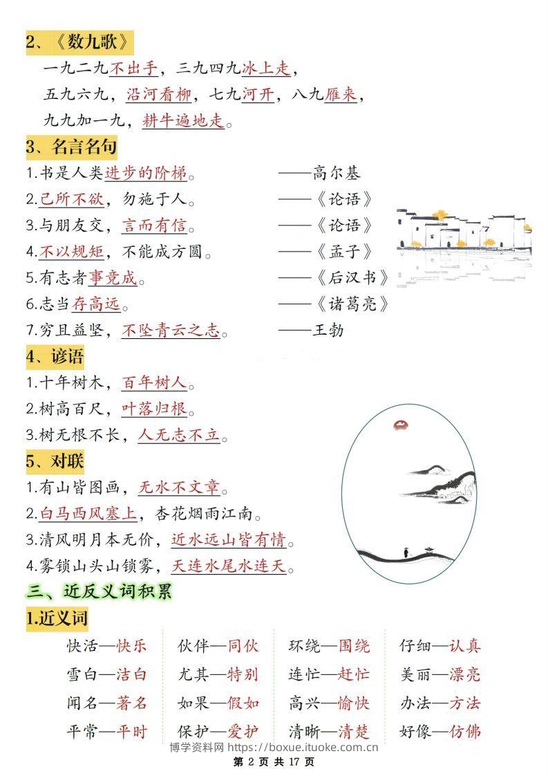 图片[2]-二年级上册语文期末复习必考知识点汇总-博学资料网
