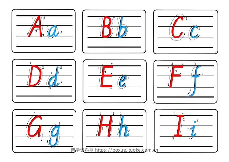 图片[2]-【控笔】字母描红+笔顺彩色款-博学资料网