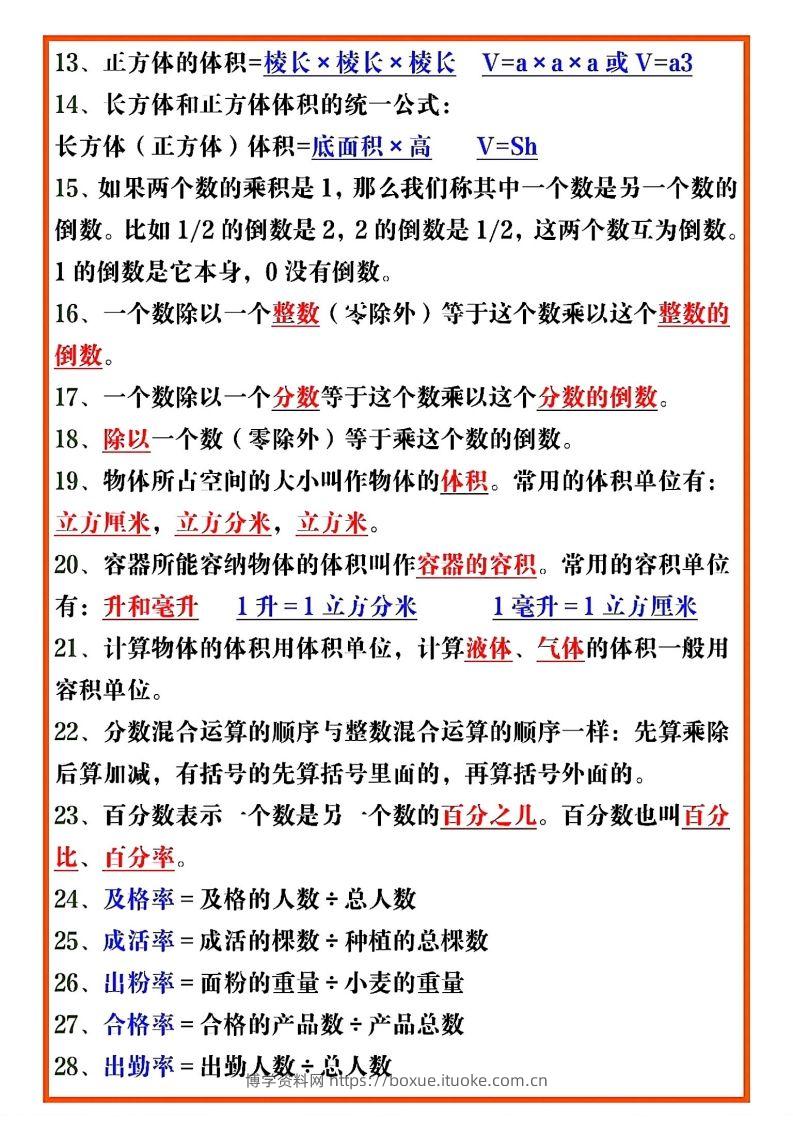 图片[2]-五年级数学下册必考重点公式（开学必背通用）-博学资料网