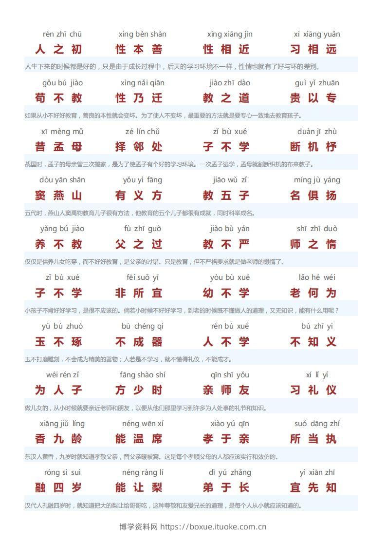 三字经翻译版-博学资料网