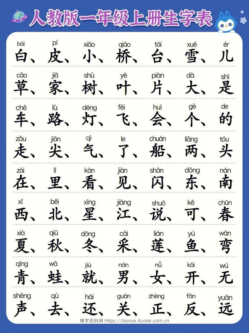 图片[2]-一年级上册必认300字-博学资料网