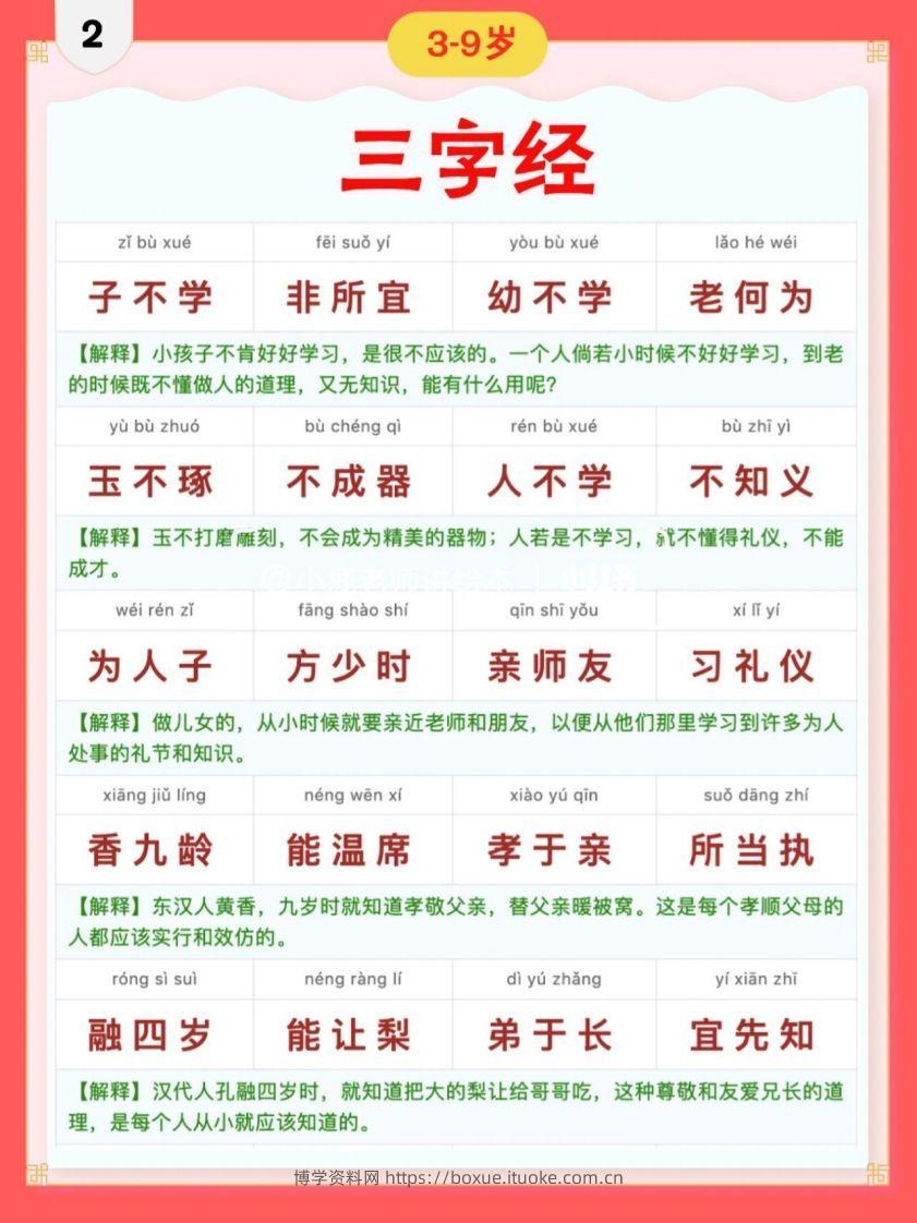 图片[2]-三字经｜彩色拼音＋注释版-博学资料网