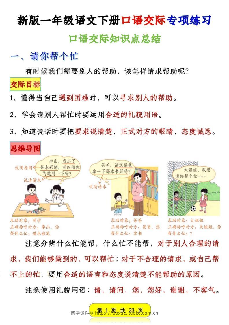 新一下语文口语交际专项练习（23页）-博学资料网