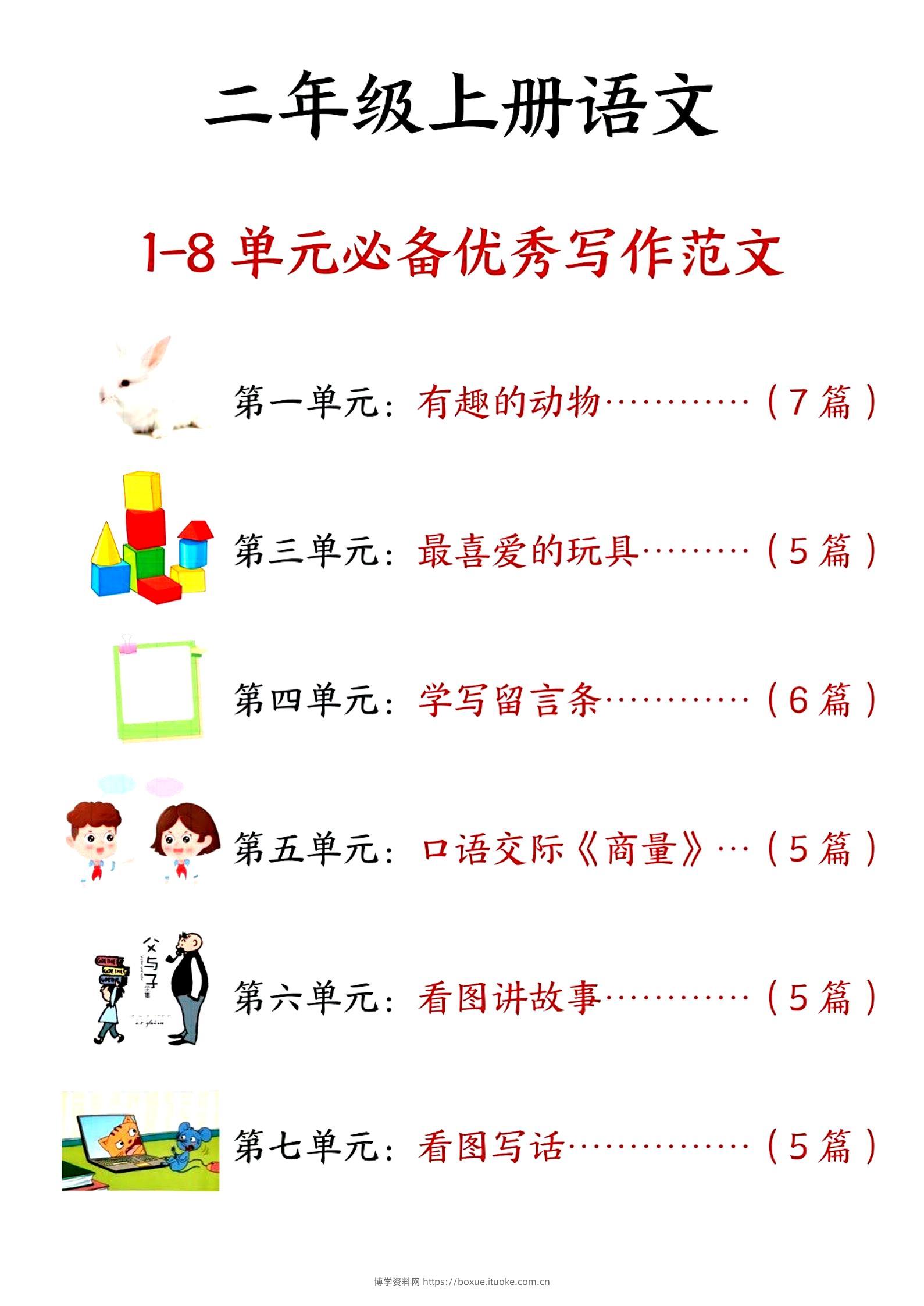 二上语文1-8单元必备优秀写作范文33篇（33页）-博学资料网